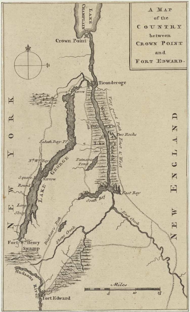 Lionel Pincus and Princess Firyal Map Division, The New York Public Library. “A map of the county between Crown Point and Fort Edward” New York Public Library Digital Collections.